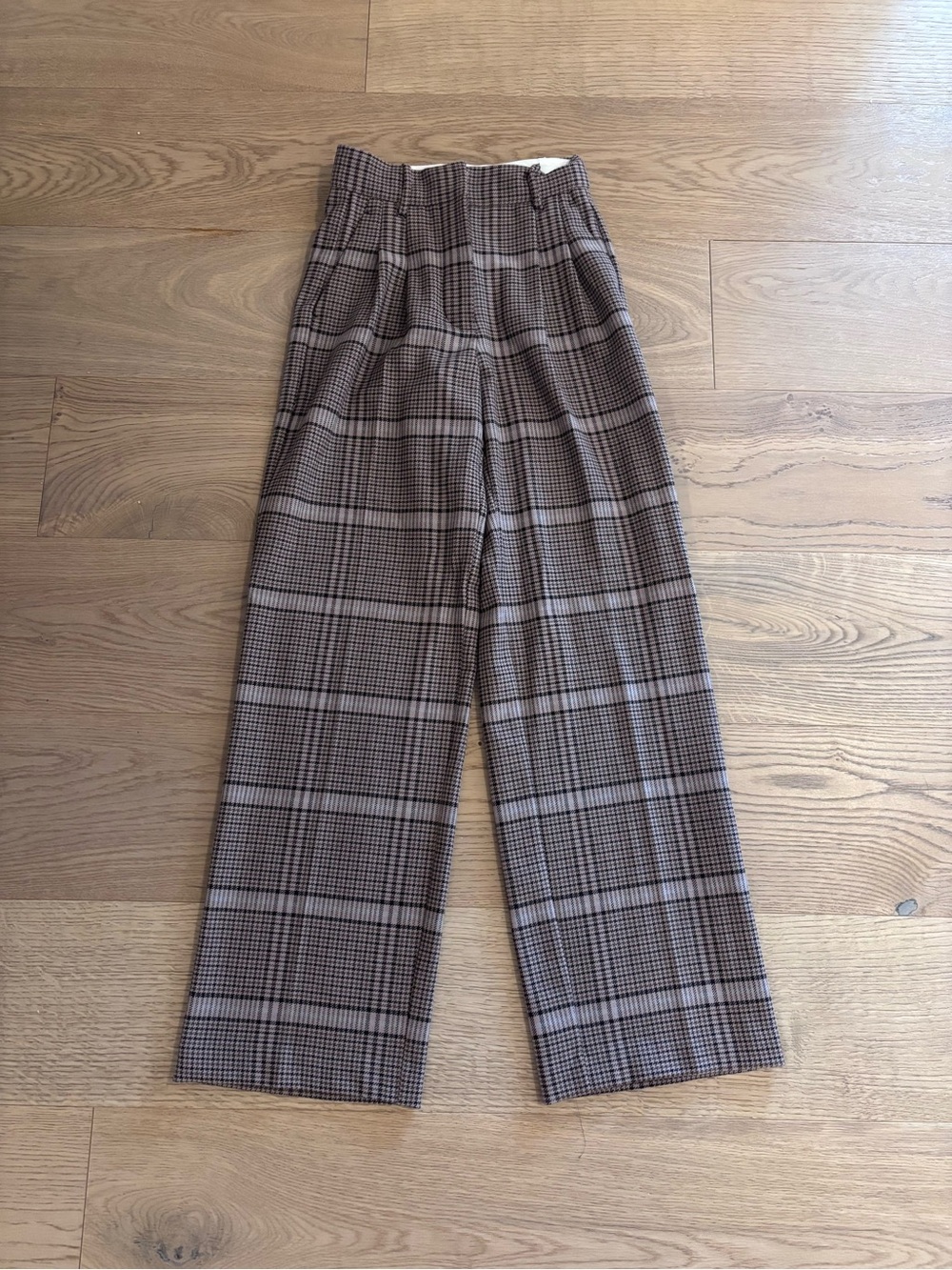 Wilfred Effortless Plaid High-Waist Wide-Leg Pants